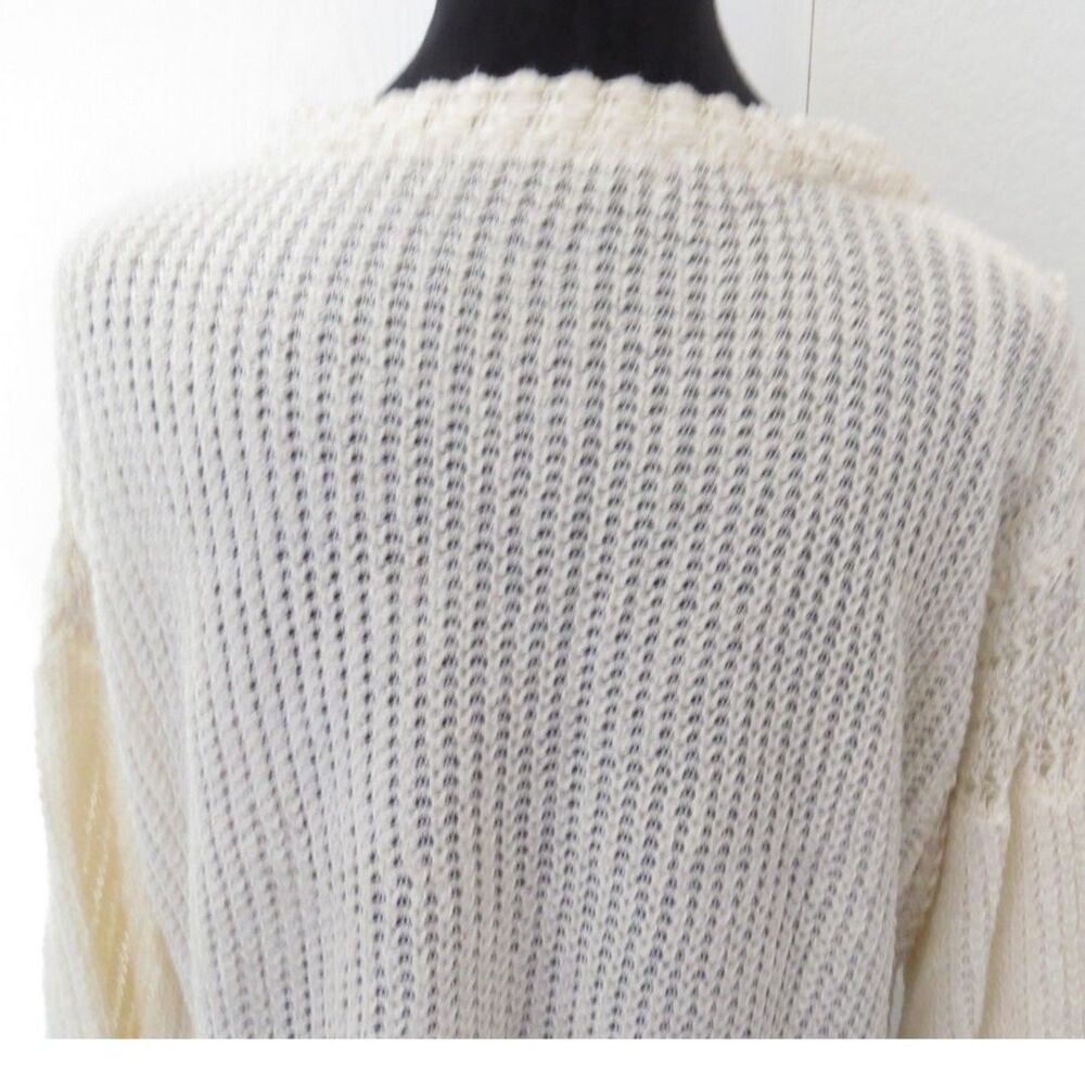 Love Stitch women's Patchwork Open Knot Sweater Boho Slouchy Cream L EUC - Picture 5 of 12